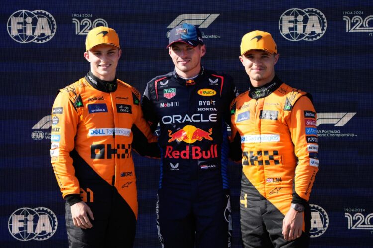 Oscar Piastri, Max Verstappen e Lando Norris