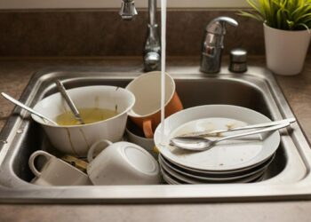 Piatti sporchi in ammollo