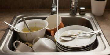 Piatti sporchi in ammollo