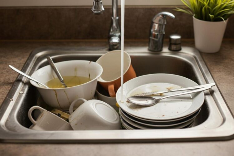 Piatti sporchi in ammollo