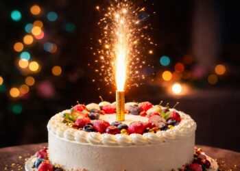 Torta di compleanno e candeline