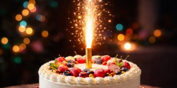 Torta di compleanno e candeline