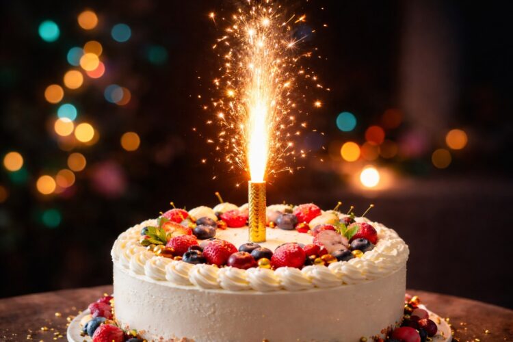 Torta di compleanno e candeline