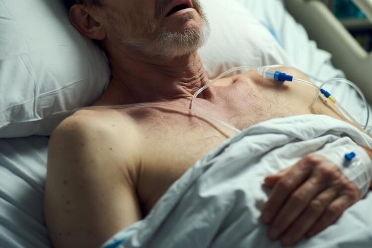 Un uomo con la polmonite