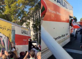 Il camion che ha travolto i manifestanti a Los Angeles