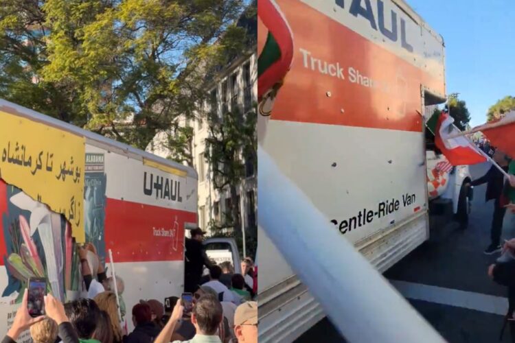Il camion che ha travolto i manifestanti a Los Angeles