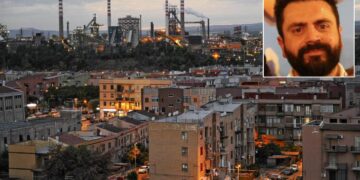 In una combo una foto di archivio dello stabilimento ex Ilva e Claudio Salamida