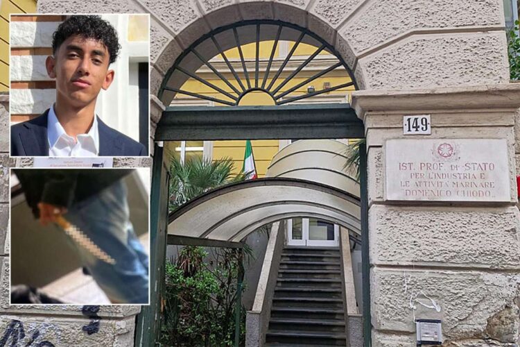 Nella combo, in alto Abanoub Youssef, 19 anni, morto all'Ospedale S. Andrea; in basso, il ragazzo compagno di scuola fermato con l'accusa di averlo accoltellato all'addome; e l'ingresso dell'istituto professionale 'Domenico Chiodo' a La Spezia dove è avvenuta l'aggressione