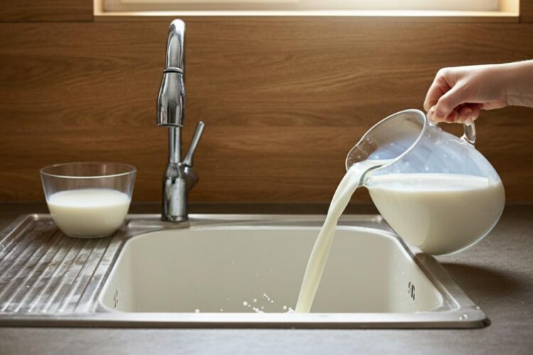 Latte scaduto nel lavandino