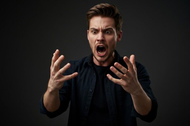 Un uomo che impreca e dice parolacce