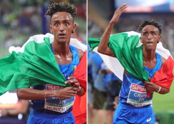 Due foto di Yeman Crippa