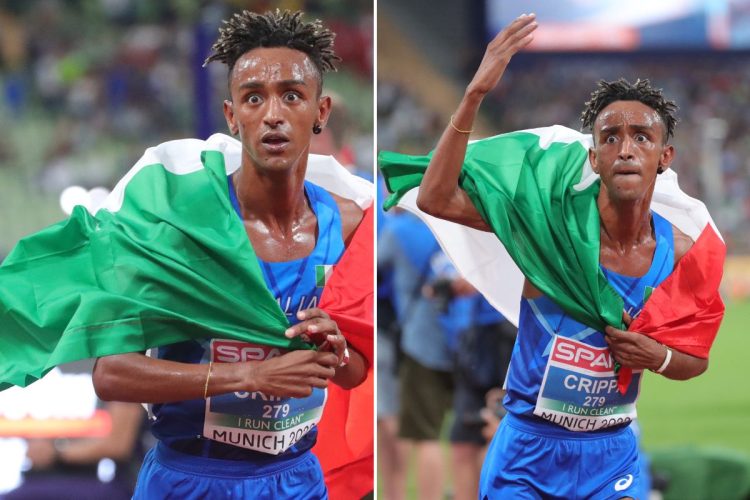 Due foto di Yeman Crippa