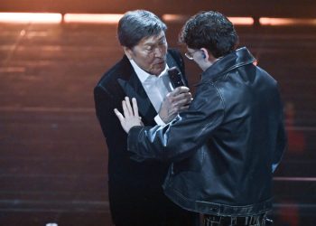 Gianni Morandi con il figlio Tredici Pietro a Sanremo