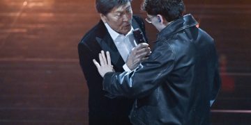 Gianni Morandi con il figlio Tredici Pietro a Sanremo