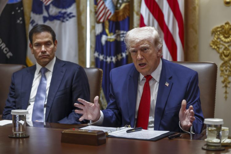 March 26, 2026, Washington, District Of Columbia, USA United States President DONALD J. TRUMP, with US Secretary of State MARCO RUBIO