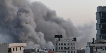 Smoke after an explosion in Tehran, Iran