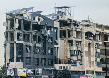 April 1, 2026, Beirut, Lebanon Apartment buildings suffer damage from a military strike