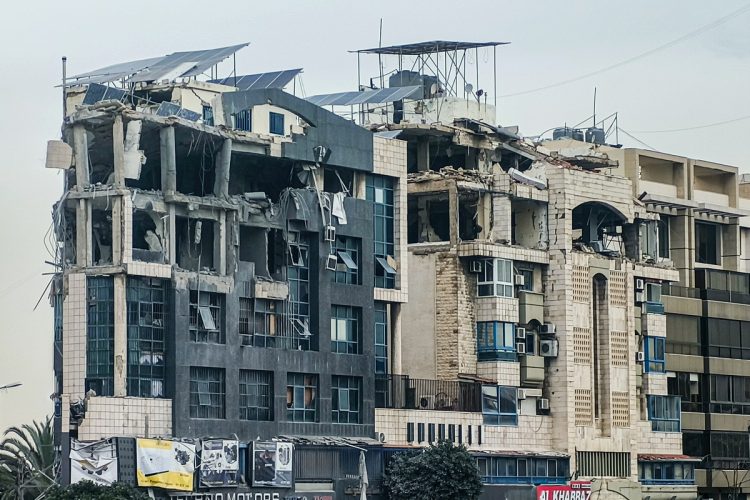 April 1, 2026, Beirut, Lebanon Apartment buildings suffer damage from a military strike