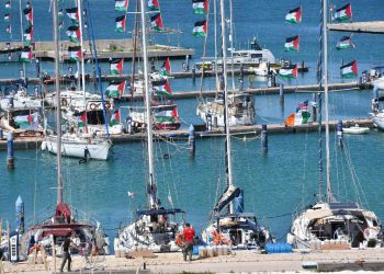 Barche della Global Sumud Flotilla nel porto di Augusta