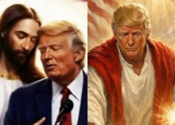 Due immagini generate con l'IA pubblicate da Donald Trump