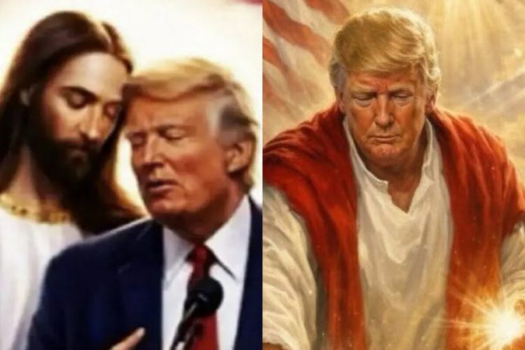 Due immagini generate con l'IA pubblicate da Donald Trump