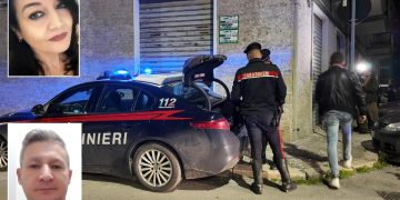 In una combo i carabinieri effettuano rilievi nel luogo dell'omicidio, la vittima Stefania Rago (sopra) e il marito Antonio Fortebraccio (sotto)