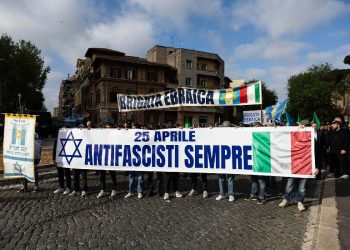 Una manifestazione della brigata ebraica a Roma nel 2025