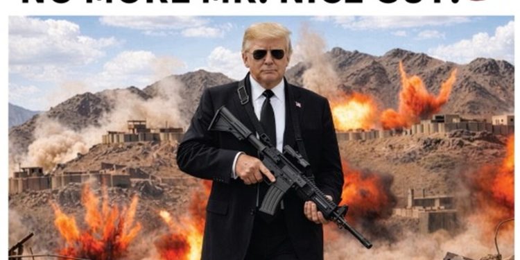 Trump pubblica immagine AI con mitragliatrice e avverte l’Iran: “Si dia una regolata”