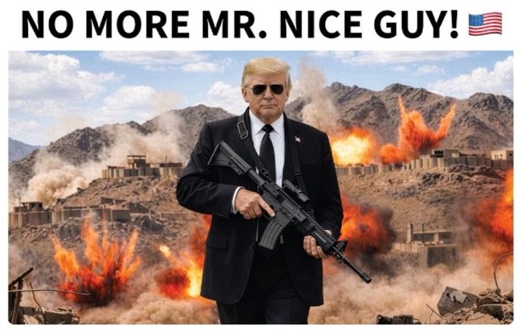 Trump pubblica immagine AI con mitragliatrice e avverte l’Iran: “Si dia una regolata”