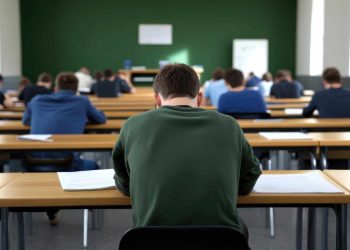 immagine di studenti in classe per esame di maturità