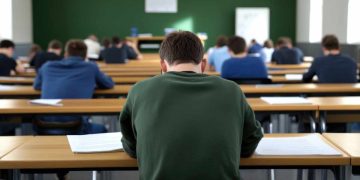immagine di studenti in classe per esame di maturità