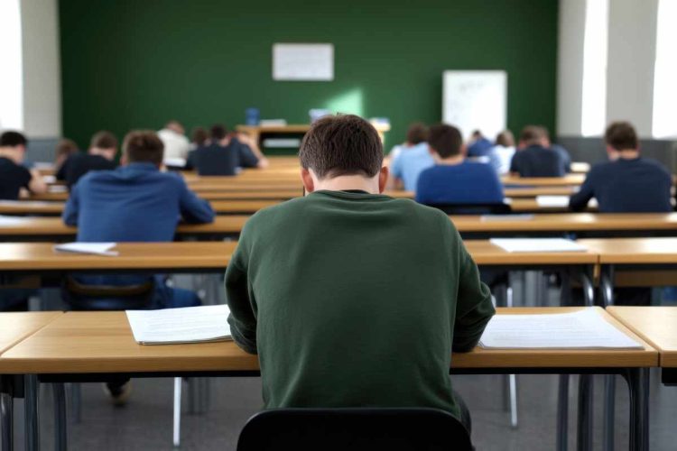 immagine di studenti in classe per esame di maturità