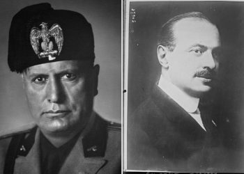 Due foto di Benito Mussolini e Alfredo Rocco