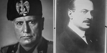 Due foto di Benito Mussolini e Alfredo Rocco