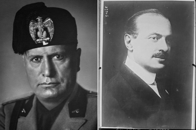 Due foto di Benito Mussolini e Alfredo Rocco