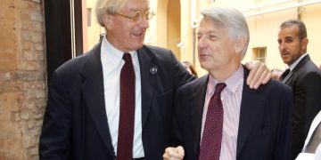 Romano Montroni (s) con il direttore del corriere della sera Ferruccio De Bortoli