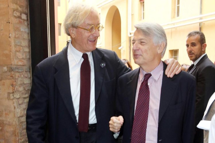 Romano Montroni (s) con il direttore del corriere della sera Ferruccio De Bortoli