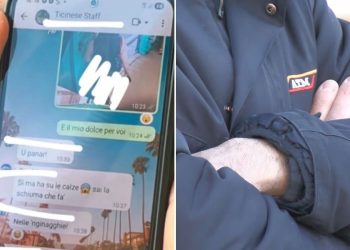 Una foto della chat sessista e un dipendente Atm