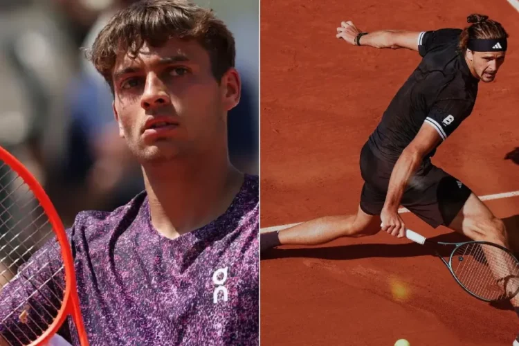 Cobolli e Zverev giocano a tennis sulla terra rossa del Roland Garros