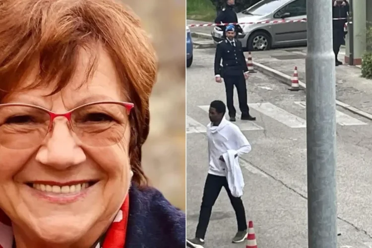 Pierina Paganelli e Louis Dassilva con polizia in strada a Rimini