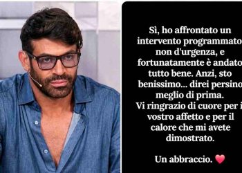 Gianni Sperti, collage con messaggio instagram