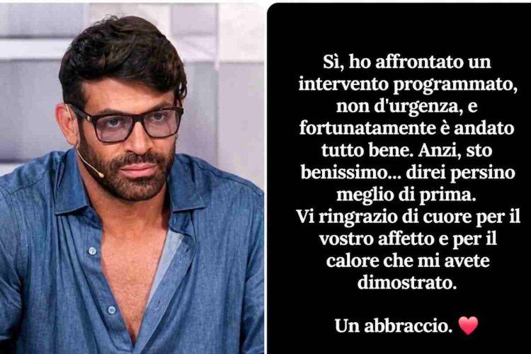 Gianni Sperti, collage con messaggio instagram