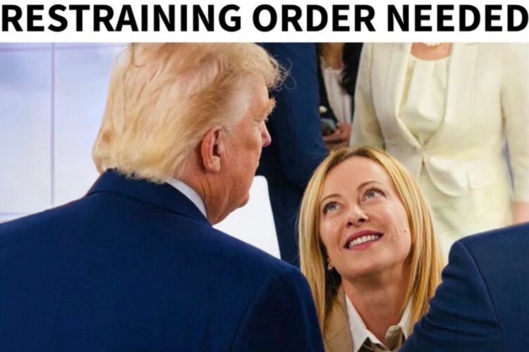 Trump attacca ancora Meloni: su Truth il meme con “serve un ordine restrittivo”