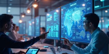 due uomini al lavoro con l'intelligenza artificiale