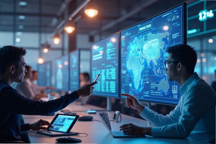due uomini al lavoro con l'intelligenza artificiale