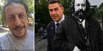 Luca Bizzarri, affiancato da Vannacci e Bakunin