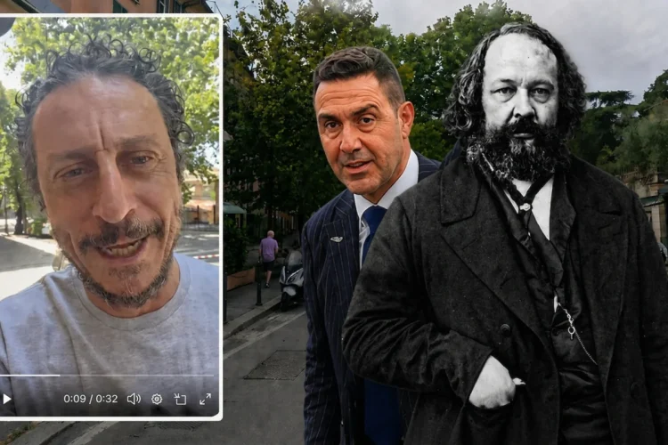 Luca Bizzarri, affiancato da Vannacci e Bakunin