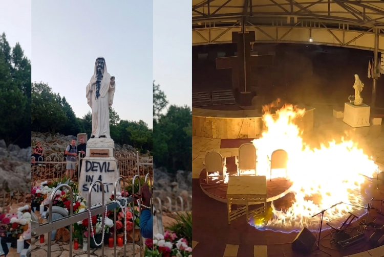 Statua di Medjugorje vandalizzata e incendio con fiamme in un santuario. Medjugorje, profanate statue della Madonna: un uomo ripreso dalle telecamere