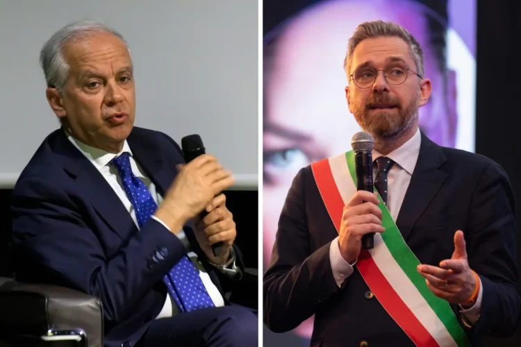 Piantedosi e Lepore parlano al microfono con abiti formali.