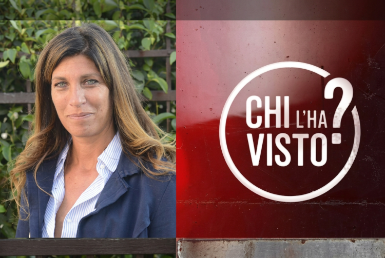 Raffaella Griggi in primo piano con logo programma Chi l'ha visto? Raffaella Griggi è la nuova conduttrice di Chi l’ha visto?